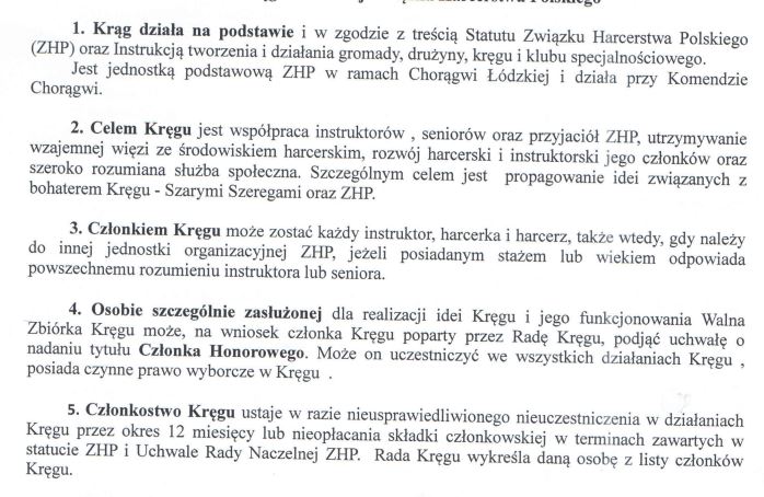 Regulamin Kręgu